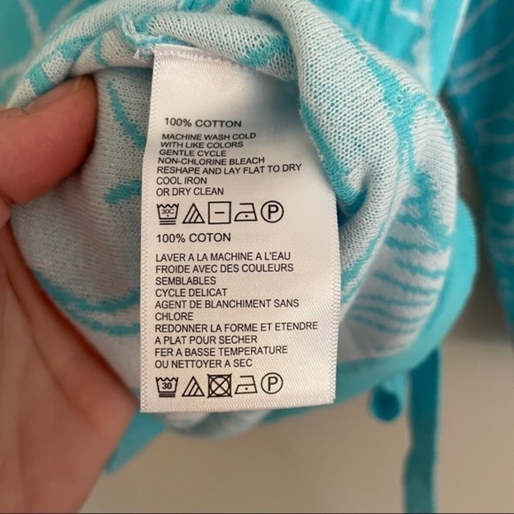 Tommy Bahama Aqua and White Island Bloom Tie Sweater Sz XS - Picture 5 of 6